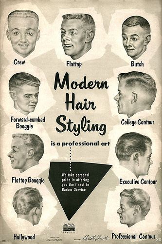 ... ugly hair on ugly heads! | by x-ray delta one Barber Haircut Styles, 1950s Mens Hairstyles, Mid Hairstyles, 1950s Men, Hair Men Style, 1950s Hairstyles, Vintage Barber, 1950s Mens, Barber Haircut