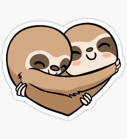 two slots hugging each other in the shape of a heart sticker on a white background