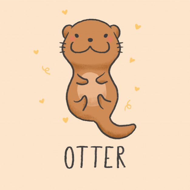 an otter with the word otter on it's chest and hearts around its neck