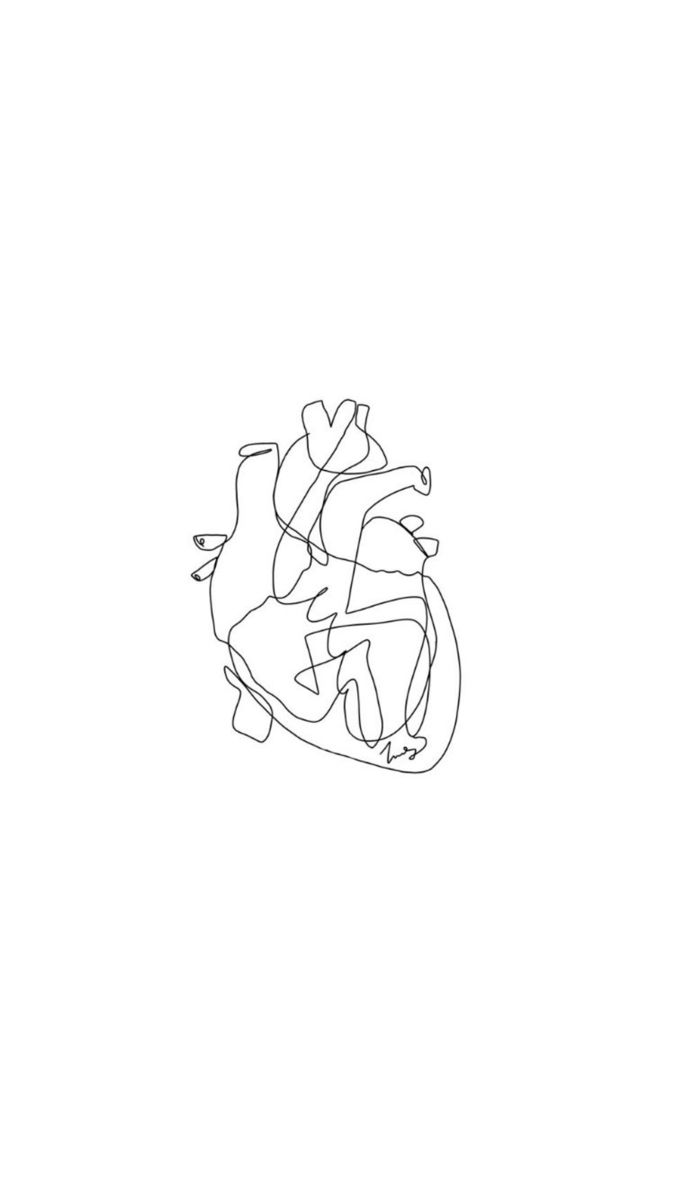 a black and white drawing of a heart