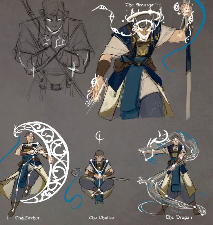 the concept art for an upcoming animated film is shown in various poses, including swords and armor