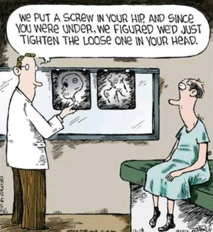 a cartoon depicting a doctor talking to a patient in front of an x - ray