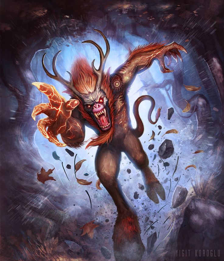 an image of a demon with horns and claws