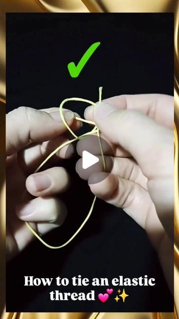 a person is tying a string with their hands and the words how to tie an elastic thread