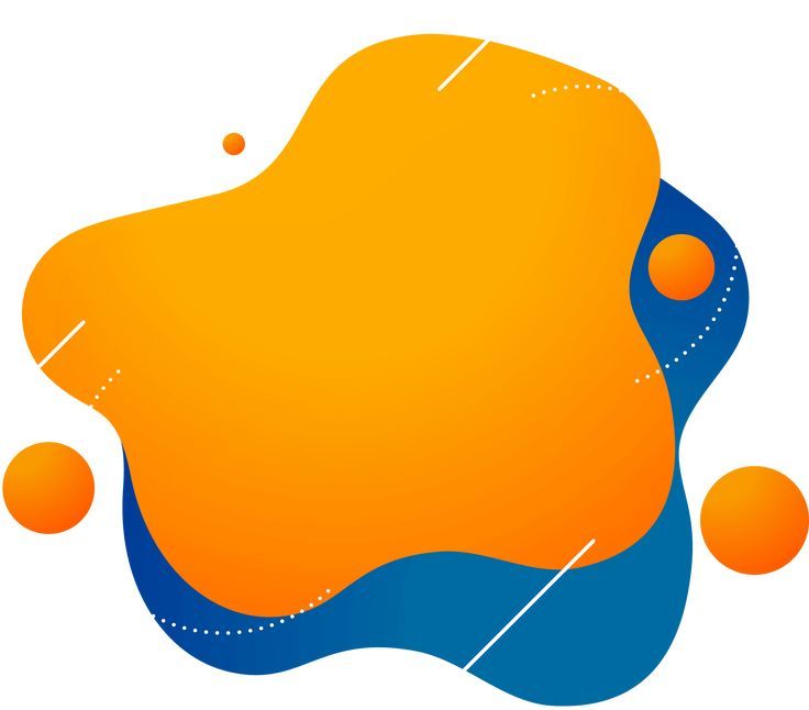 an orange and blue abstract background with circles in the shape of a rectangle on top of it