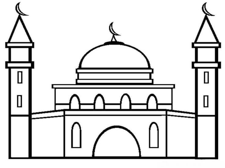 an outline drawing of a mosque