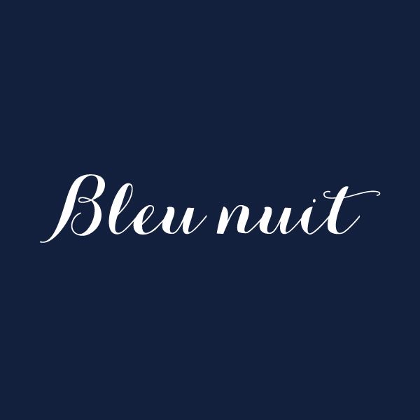 the word bleu nuit written in white ink on a dark blue background