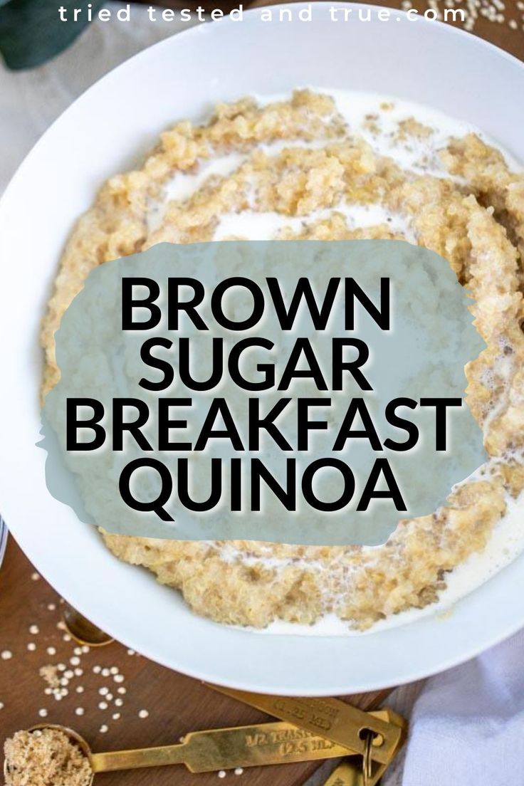 brown sugar breakfast quinoa in a white bowl