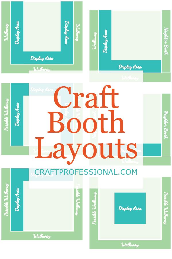 the craft booth layout is shown with text that reads craft booth layouts, and an image