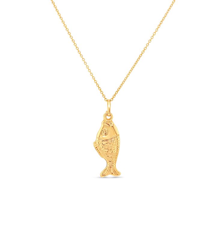 14k Gold Fish Charm Necklace - 14K  - Olive & Chain Fine Jewelry