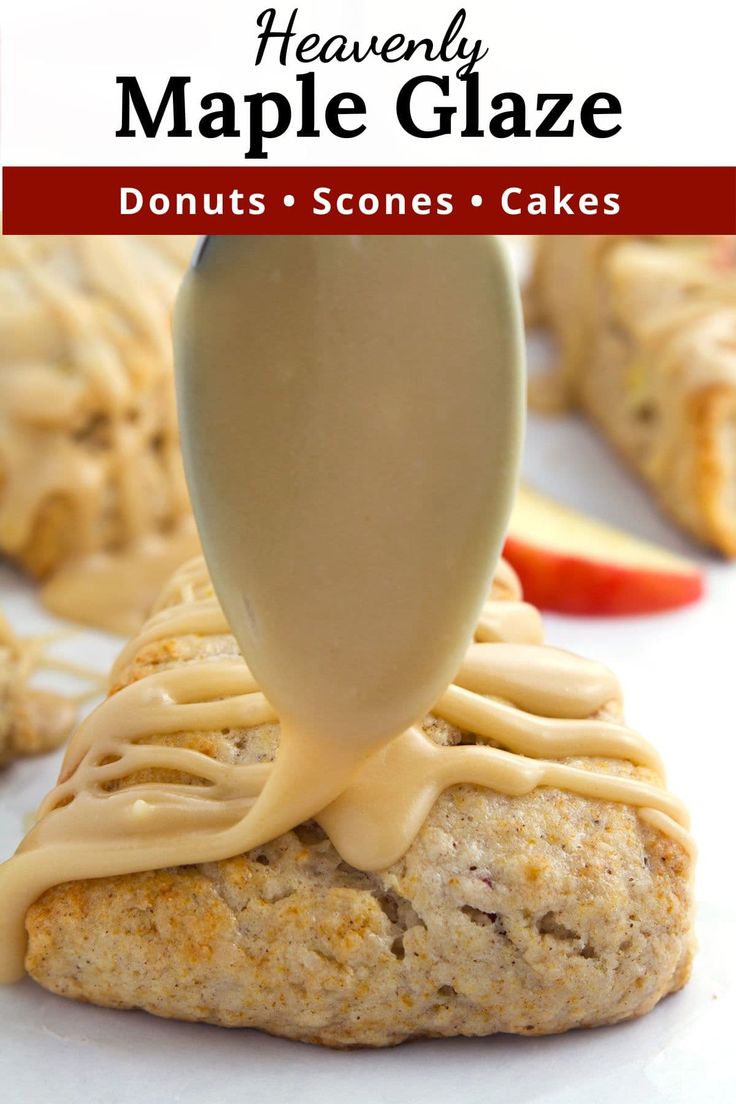 a close up of a cookie with icing being drizzled on it