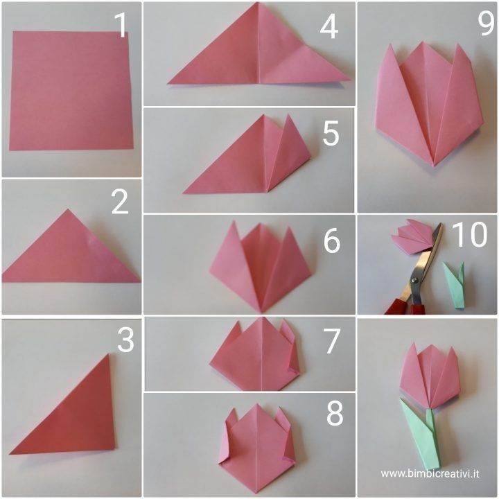 step by step instructions to make origami flowers