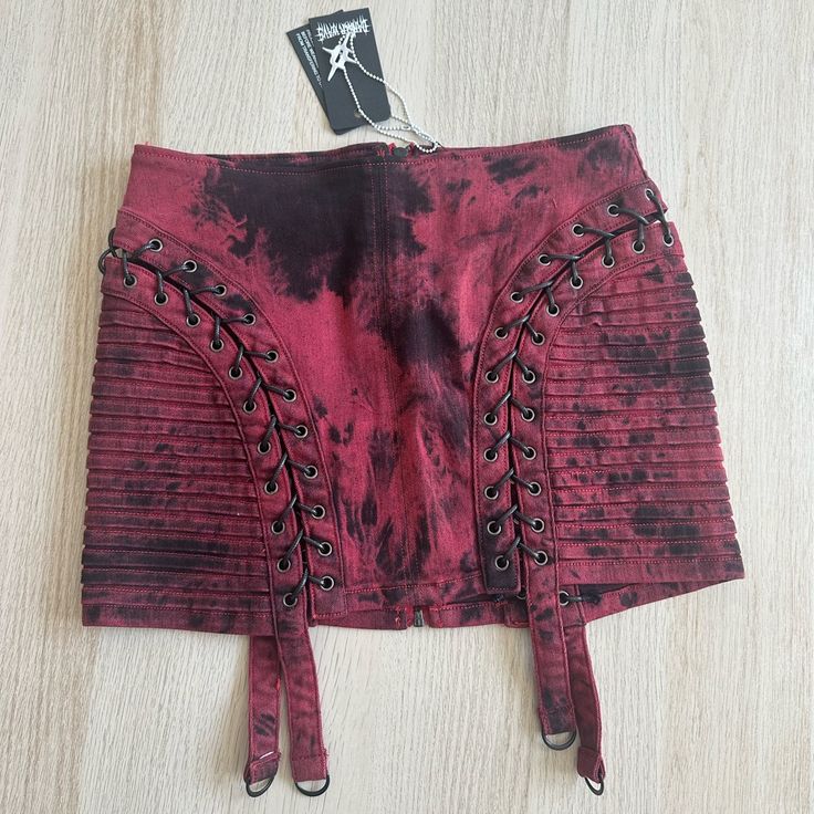 Brand New! Size Medium. Never Worn Grunge Fitted Mini Bottoms, Fitted Mini Length Grunge Bottoms, Grunge Mini Length Bottoms, Fitted Grunge Mini Skirt For Night Out, Red Rock Style Mini Skirt, Rock Style Red Mini Skirt, Red Rock Mini Skirt, Fitted Grunge Mini Skirt, Red Mini Skirt For Alternative Fashion