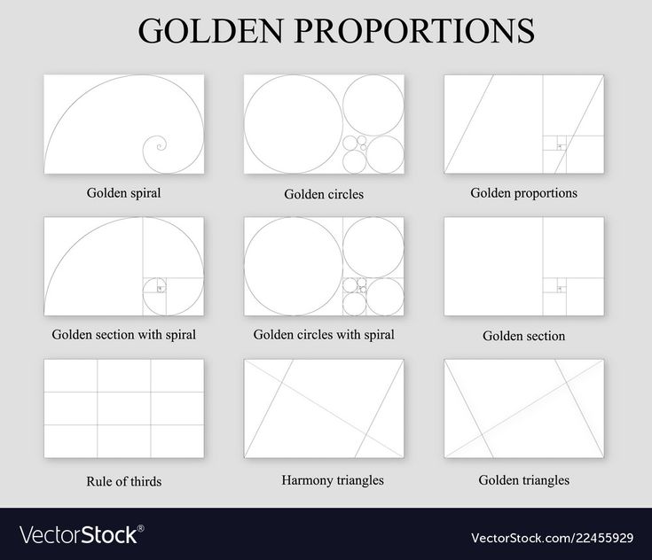 golden proportion chart for the golden section in a drawing book, with instructions to draw it