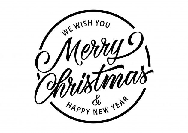 we wish you merry christmas and happy new year hand lettering on white background with circle