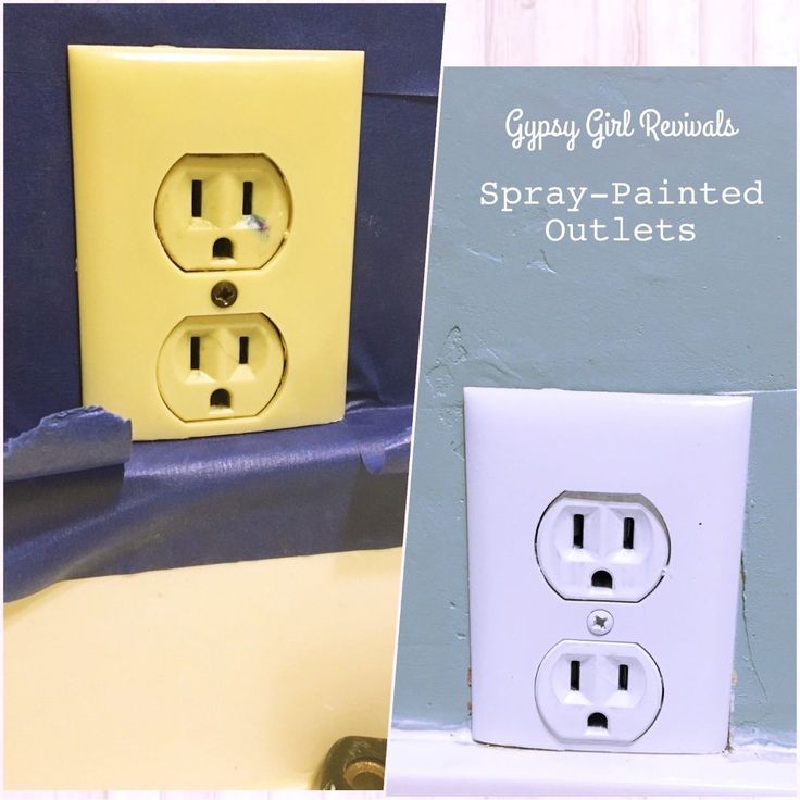 two pictures side by side, one with a yellow outlet and the other with a blue cover