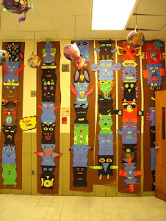 a hallway decorated with colorful paper cutouts