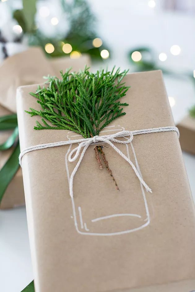 a present wrapped in brown paper and tied with twine