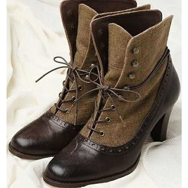 Category:Boots; Upper Materials:Faux Leather; Season:Winter,Spring   Fall; Heel Type:Kitten Heel; Gender:Women's; Toe Shape:Round Toe; Type:Booties Ankle Boots; Style:Vintage,Casual,Fashion,Elegant; Heel Height(inch):1-2; Outsole Materials:MD (Phylon); Occasion:Daily,Outdoor; Closure Type:Lace-up; Pattern:Solid Color; Listing Date:10/12/2023; 2024 Trends:Brogue,Motorcycle Boots,Plus Size,Heel Boots; Heel Height:Mid Heel 40s Mode, Victorian Shoes, Cheap Ankle Boots, Boho Mode, Popular Boots, Vintage Boho Fashion, Winter Ankle Boots, Retro Mode, Vintage Boots