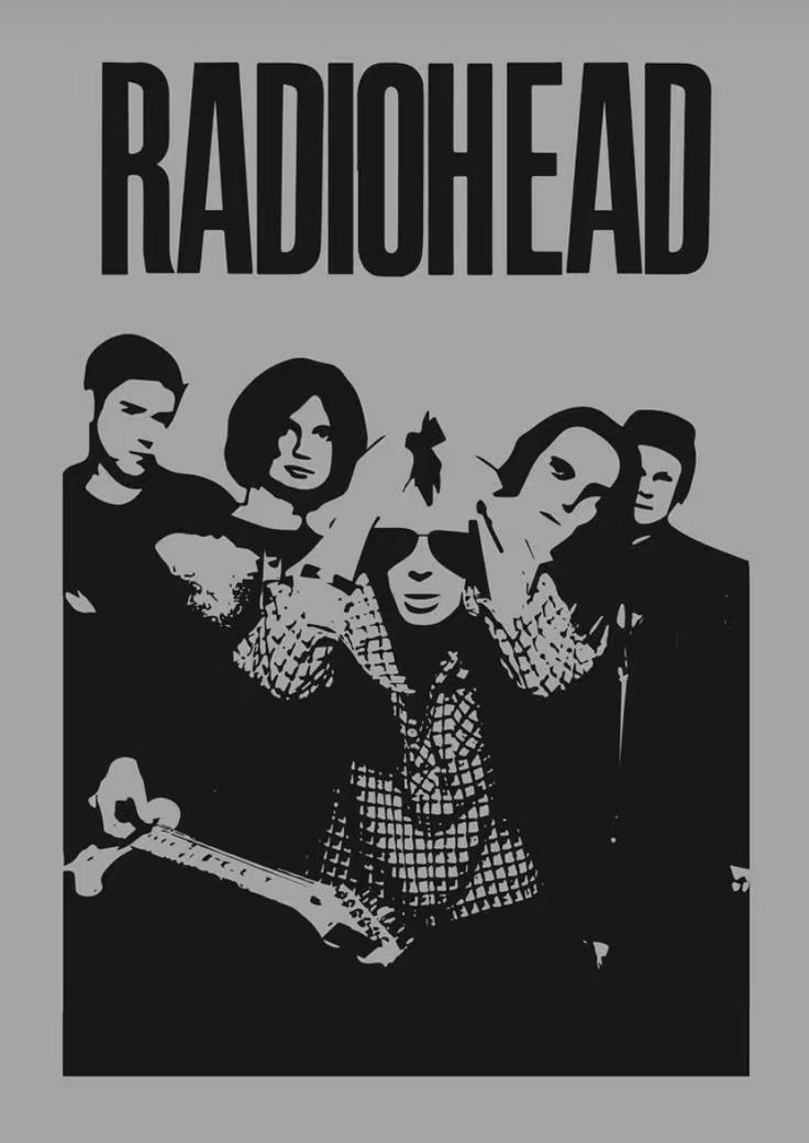 an old poster with the band radiohead on it