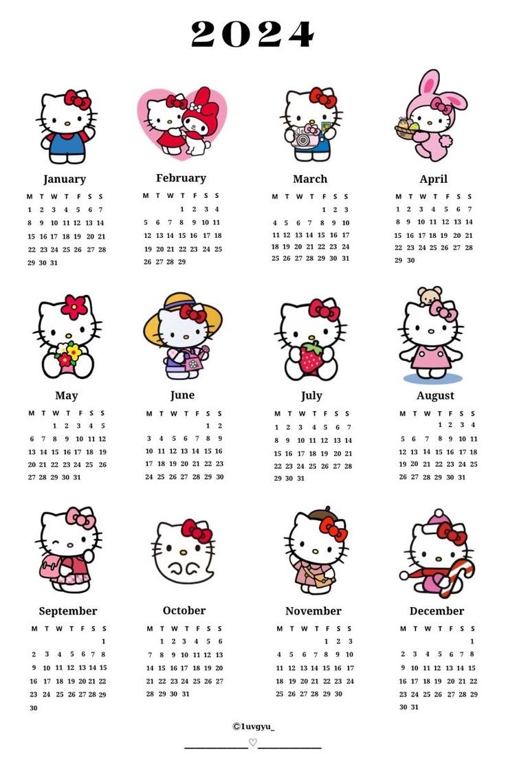 a calendar with hello kitty on it for the year 2012 - 2013, and an image of