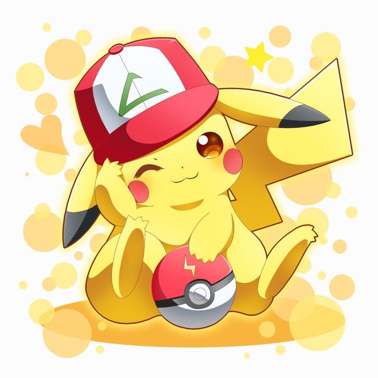 a pikachu with a pokemon hat on