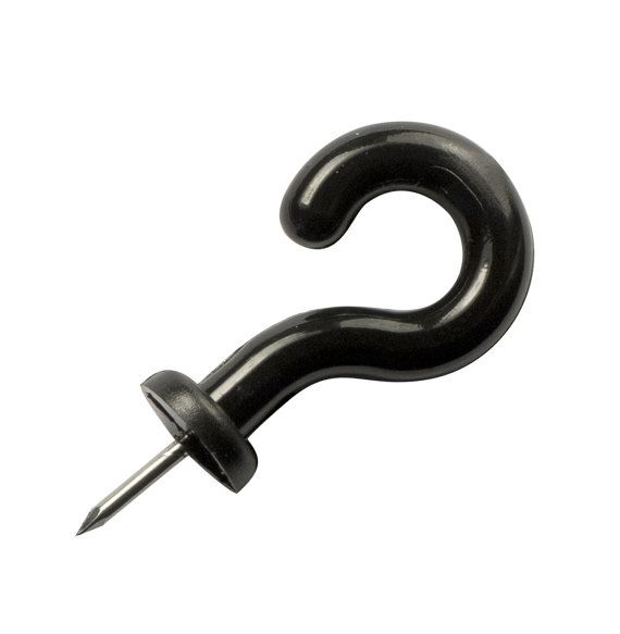 a black hook with a metal tip on it