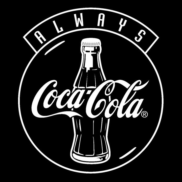 a black and white logo with the words always coca cola on it's side