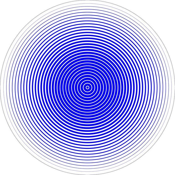 a blue and white circular design with lines in the center, on a white background