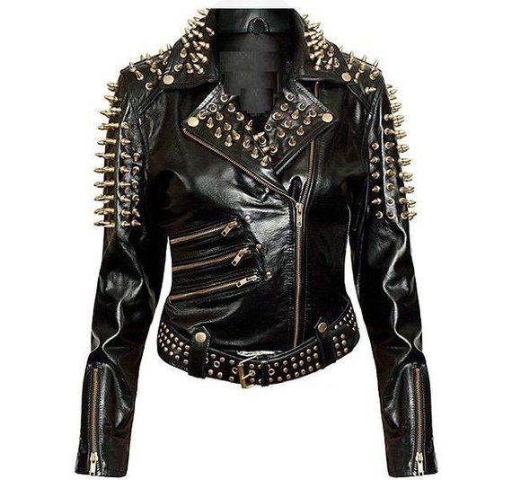 Black Studded Leather Jacket, Spiked Leather Jacket, Studded Leather Jacket, Studded Jacket, Rock Punk, Studded Leather, Plain Black, Black Leather Jacket, Leather Jackets Women