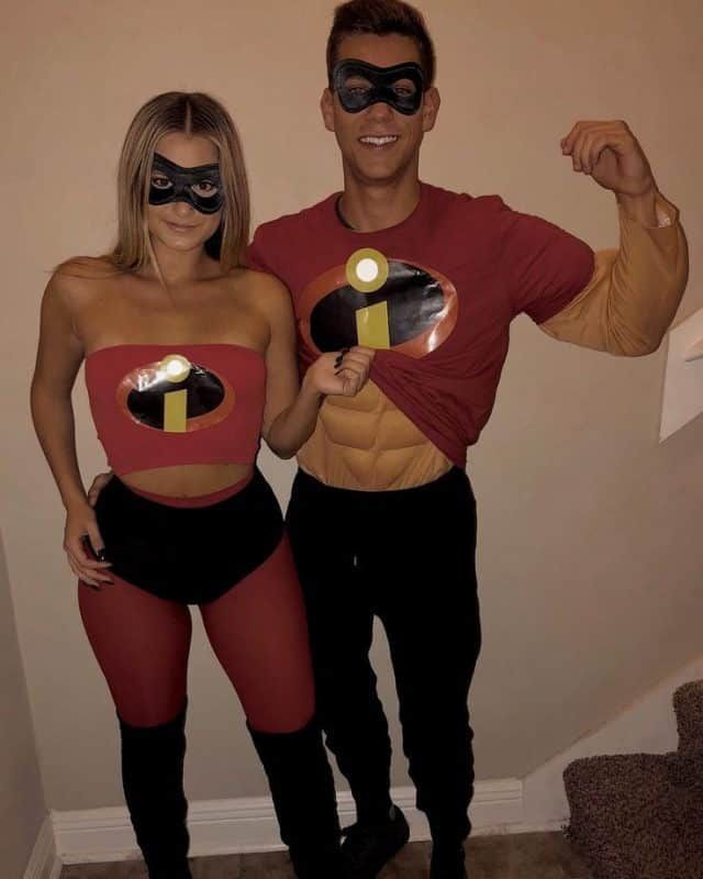 a man and woman dressed up in costumes