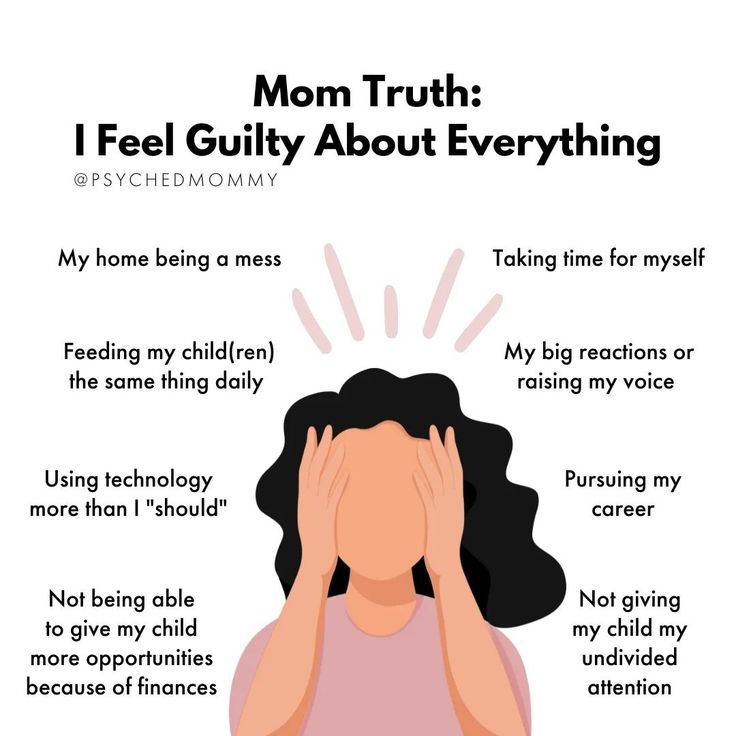 a woman covering her face with her hands and the words, mom truth i feel guilt about