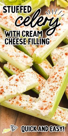 sliced celery with cream cheese filling