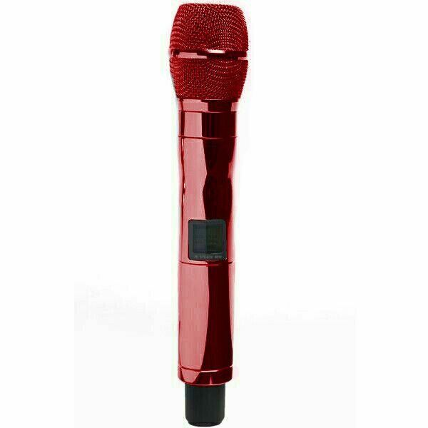 a red microphone on a white background