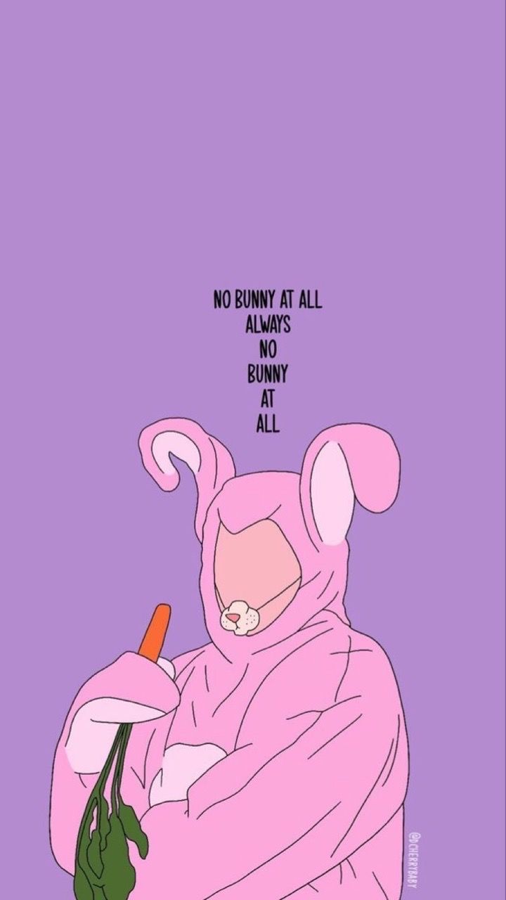 a pink bunny wrapped in a blanket with the caption, no bunny at all always bunny bunny at all