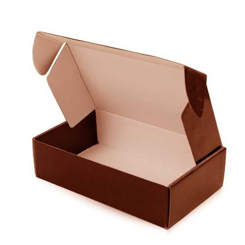 an open black and white cardboard box on a white background, with the lid opened