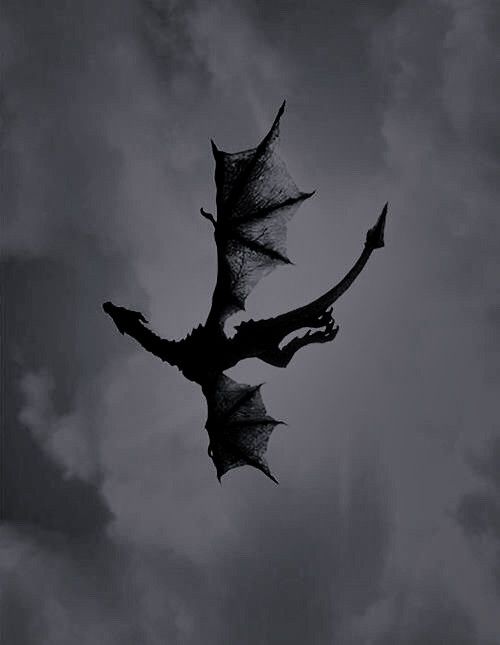 a black and white photo of a dragon flying in the sky