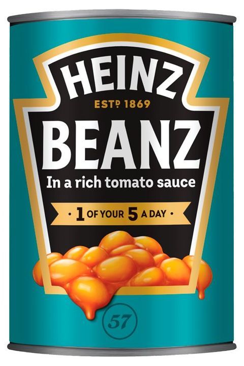 heinz's beanz in a rich tomato sauce can be found at the grocery store