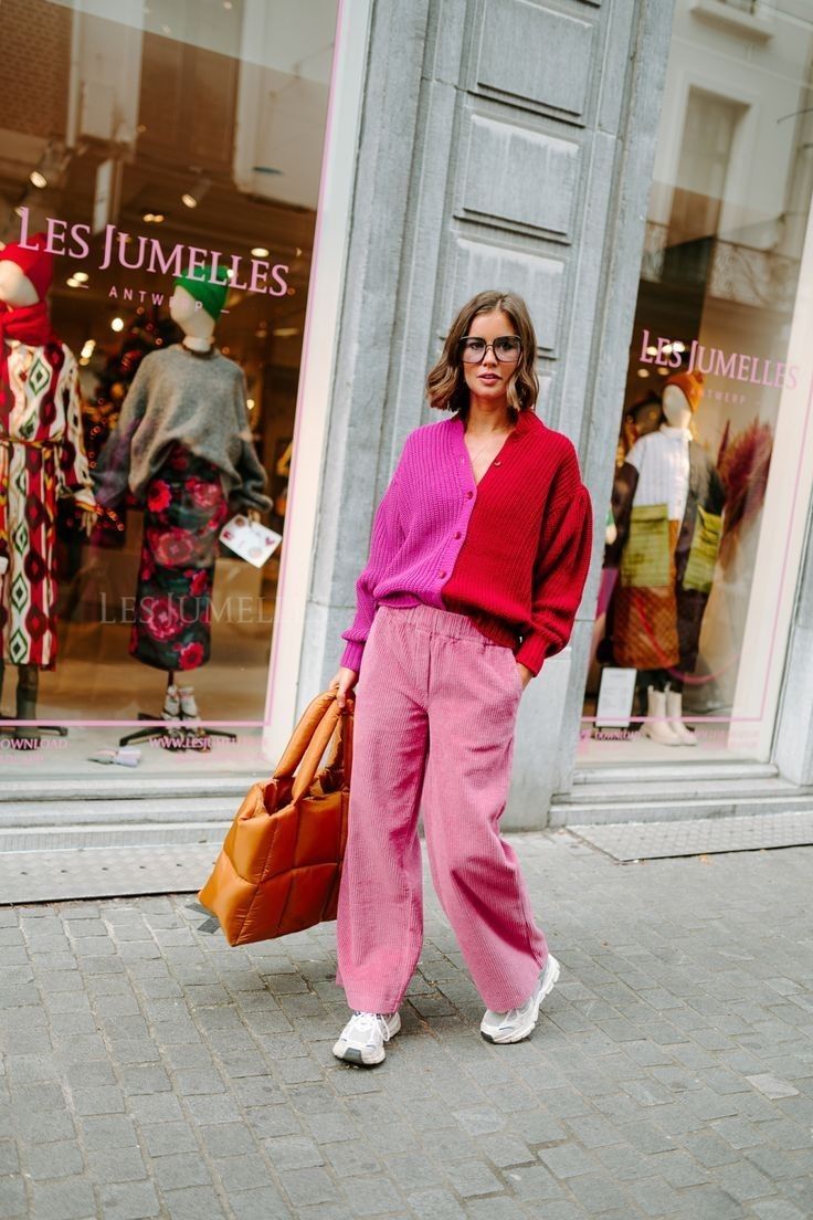 Pink Sweater Outfit, Valentines Day Outfits, Cardigan Pink, Colored Cardigans, Day Outfits, Valentines Outfits, Valentine's Day Outfit, Red Outfit, Pink And Red