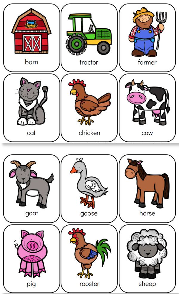 the farm animals and their names are shown in this worksheet for children to learn