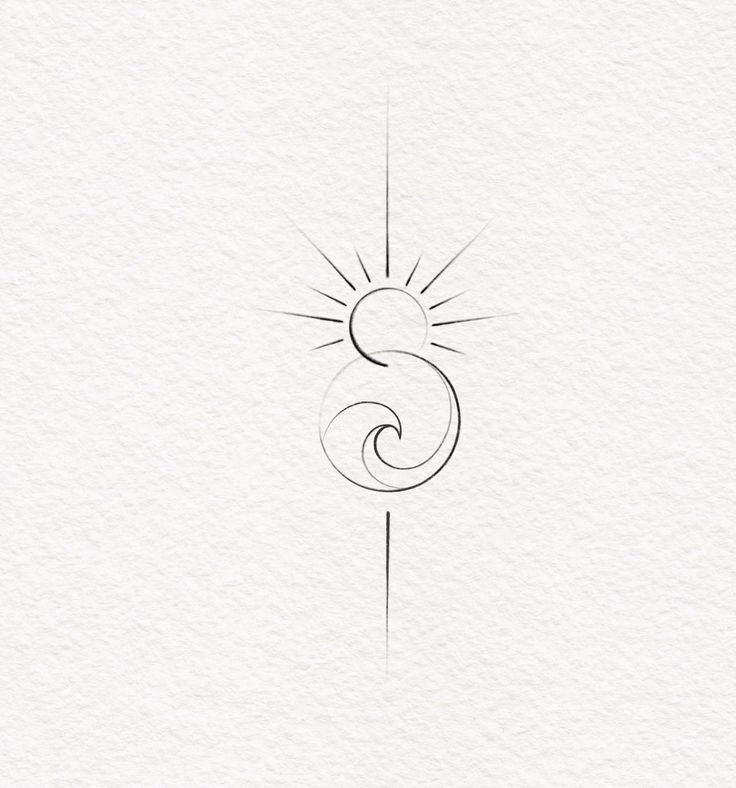 the number three is drawn in black ink on white paper with a sun behind it