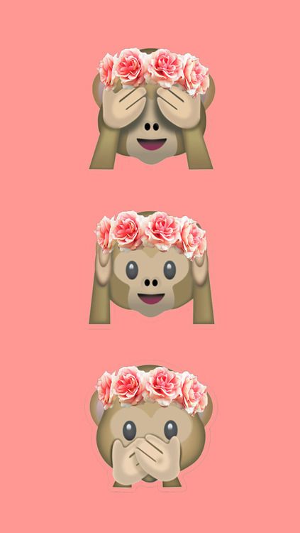 a monkey with flowers on its head and hands covering it's eyes, in front of a pink background