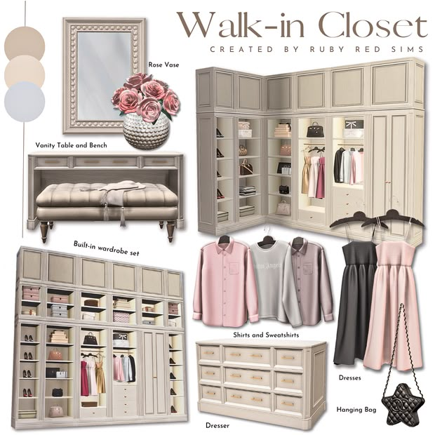 the walk - in closet is filled with clothes and other things to buy for someone's bedroom