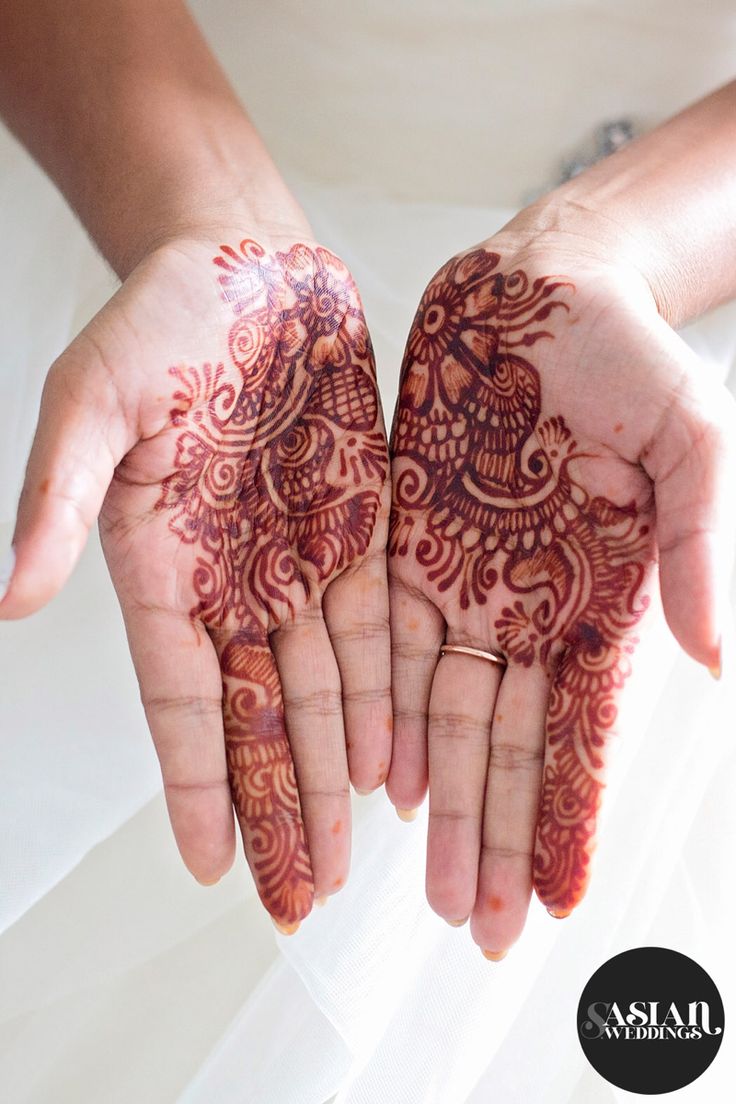 two hands with henna designs on them