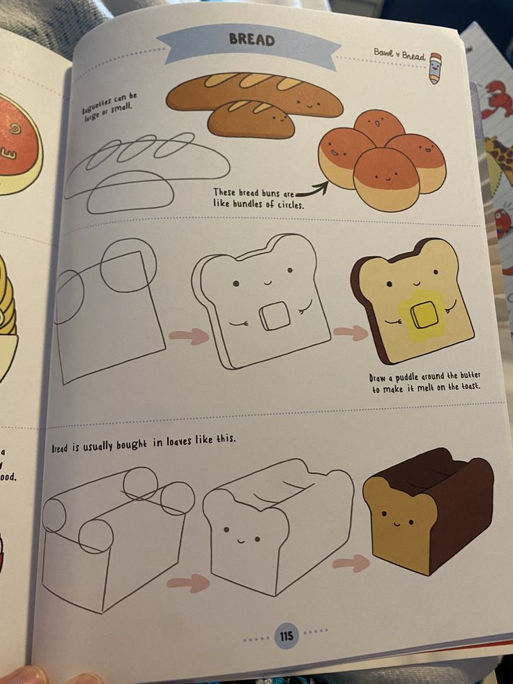 an open children's book showing instructions to make bread