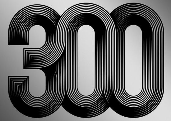 an image of the number 300 in black and white