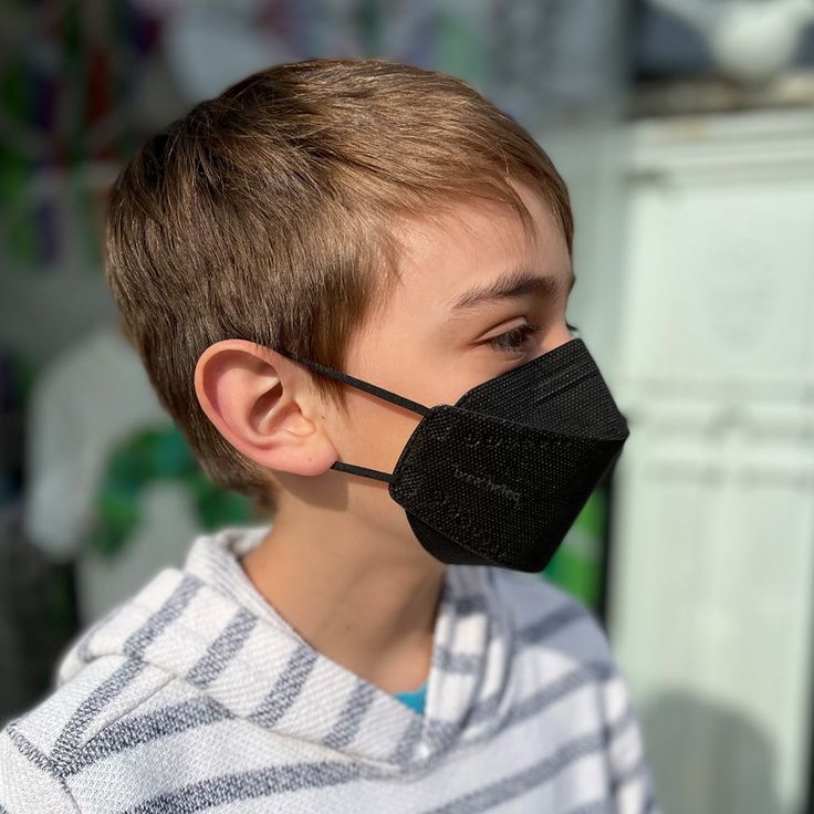 Child wearing kids XS extra small black breatheteq KN95 respirator face mask with earloops Kn95 Face Mask, Breathable Fitted Full-face Balaclava, Black Protective Full-face Balaclava, Kids Sleep Mask, Nose Strips, I M Sick, Pressure Points, 3d Shape, Sensitive Teeth