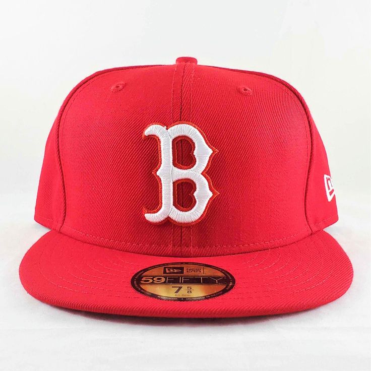 MLB Basic Scarlet Boston Red Sox Fitted Cap - Craze Fashion Red Bill, Mlb Logos, Fitted Caps, White Embroidery, Boston Red, White Sock, Boston Red Sox, Chicago White Sox, Red Sox