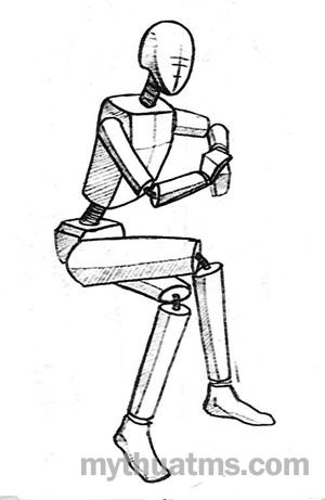 a drawing of a person sitting on top of a chair with their arms crossed and legs crossed