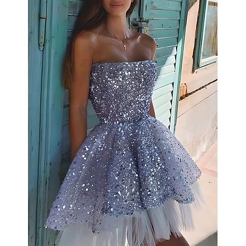 Silhouette:A-Line; Hemline / Train:Short / Mini; Closure:Zipper UP; Built-In Bra:Yes; Embellishment:Sequin; Fabric:Tulle,Sequined; Sleeve Length:Sleeveless; Tips:Colors may vary slightly due to different monitor settings,Professional dry cleaner only; Boning:No; Style:Sparkle,Princess; Occasion:Cocktail Party,Holiday,Birthday,Graduation; Neckline:Strapless; Front page:Homecoming Dresses; Listing Date:06/26/2024 Purple Bandage Dress, Prom Dress Tulle, Glamouröse Outfits, Long Sleeve Bandage Dress, Sequin Homecoming Dress, Dresses Fancy, Sequin Short, Hoco Dresses Short, Prom Dresses 2021